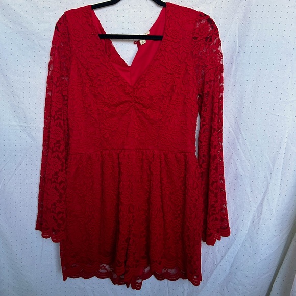 Red Laced Romper (SOLD AS IS) - Picture 1 of 7